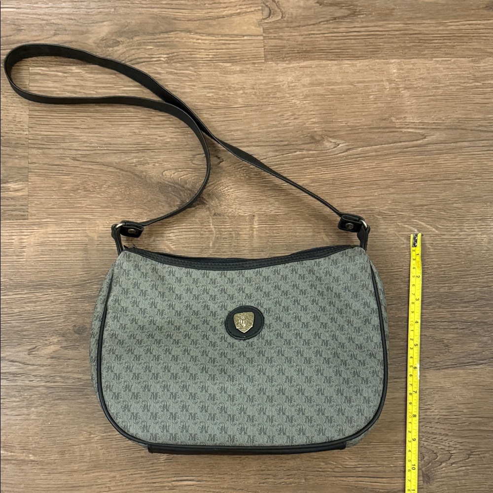 Vintage 80s Mitzi Monogram Canvas Bag Navy Blue Designer